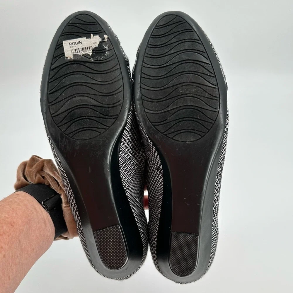 C.P. Company Women’s Robin Black & White Fabric & Patent Comfort Wedges Sz 9.5M